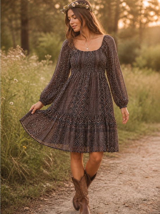 Just...Taylor Dresses & Skirts - Just Taylor Brown Whimsigoth Boho Fairy Dress Smocked Medium